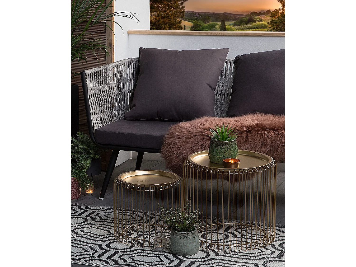 Tapis d'extérieur BIDAR Noir 90 x 180 cm Réversible