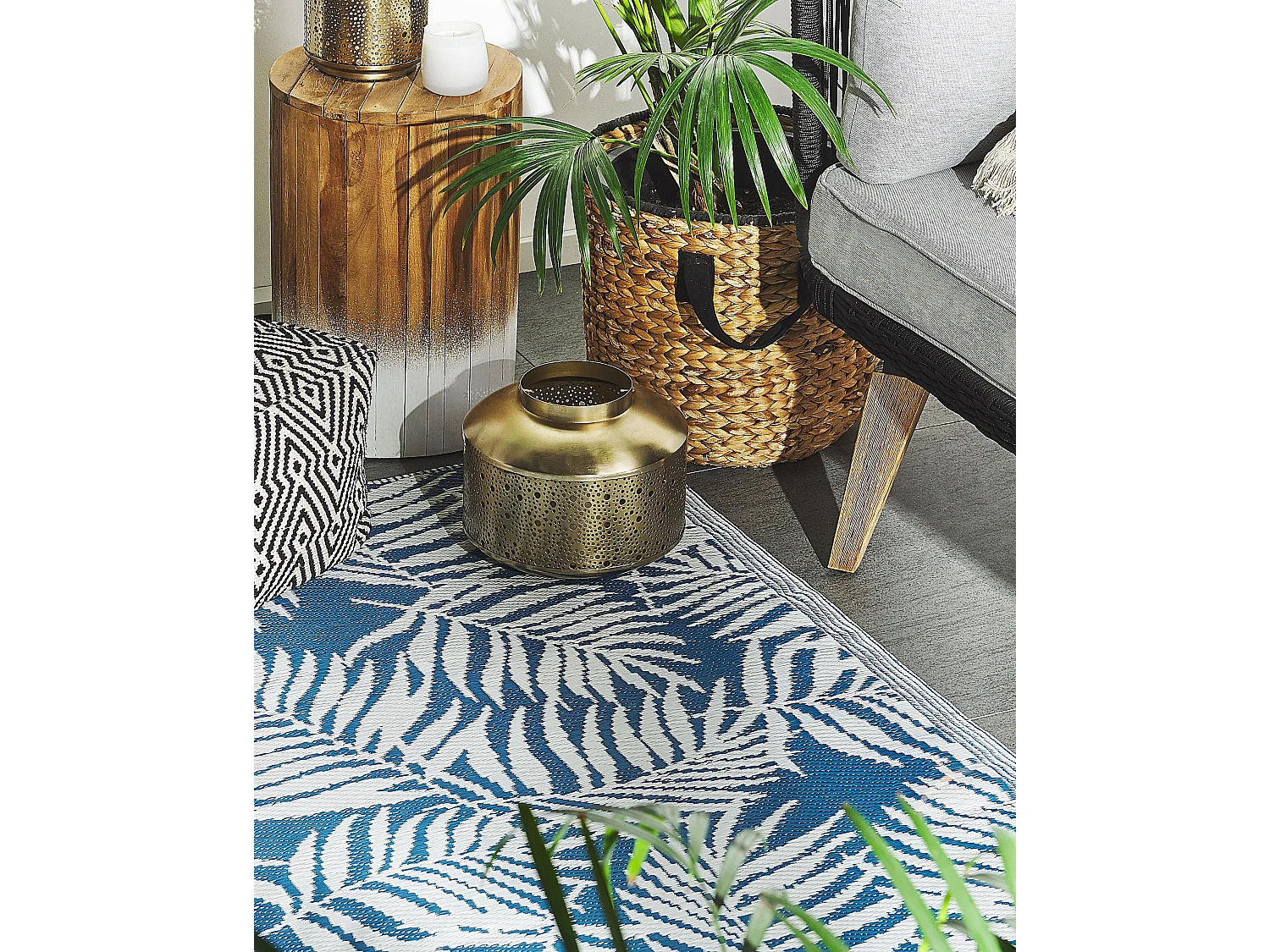 Vloerkleed polypropyleen blauw 120 x 180 cm KOTA