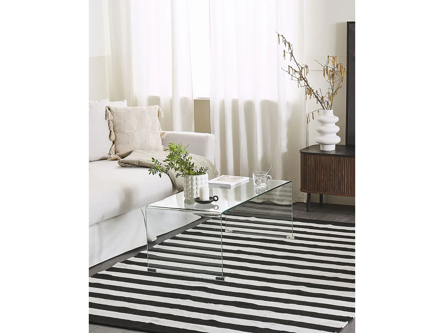 Tapis d'extérieur TAVAS 140 x 200 cm Noir/blanc