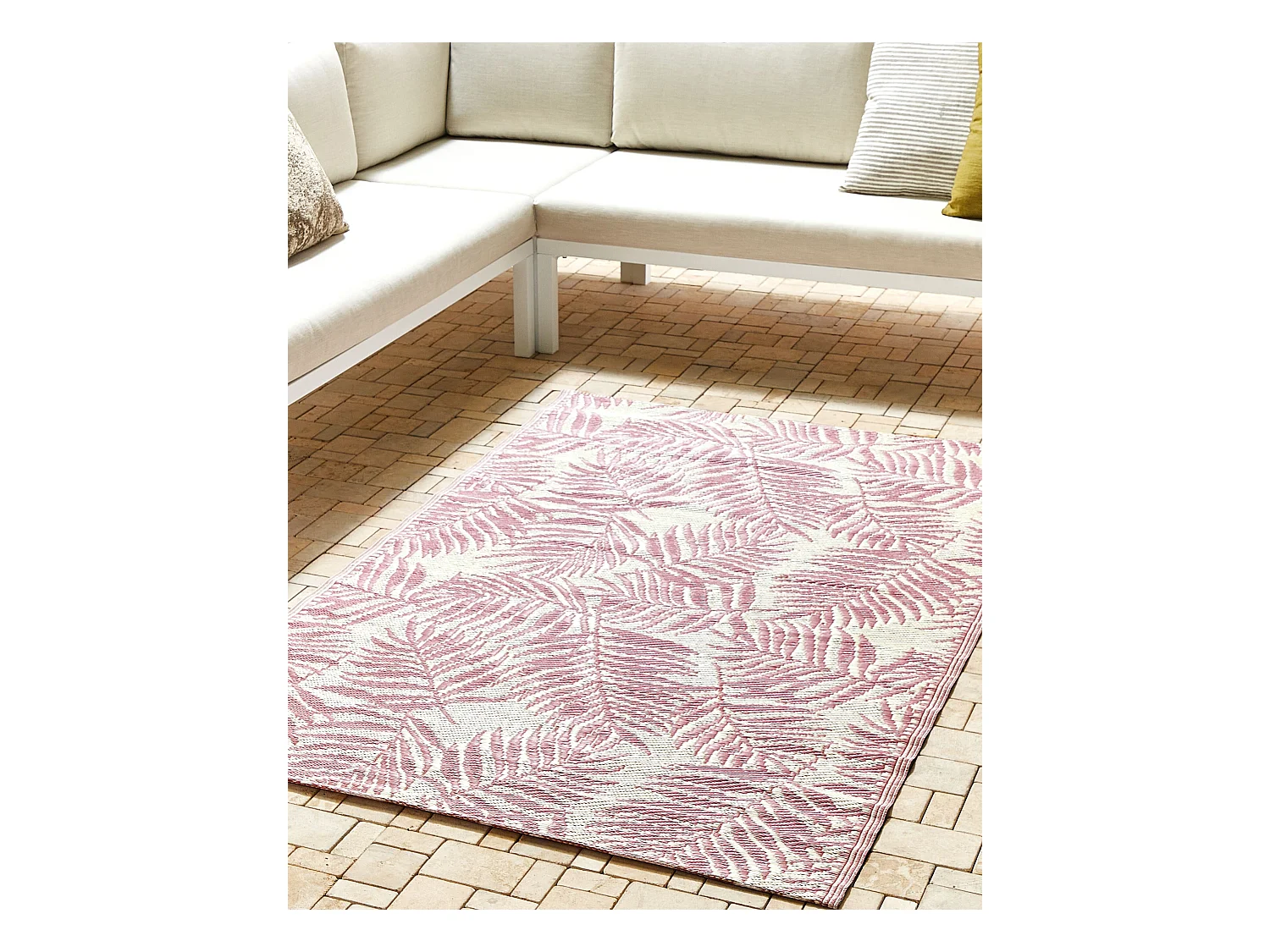Alfombra de exterior KOTA 120 x 180 cm Rosa Reversible