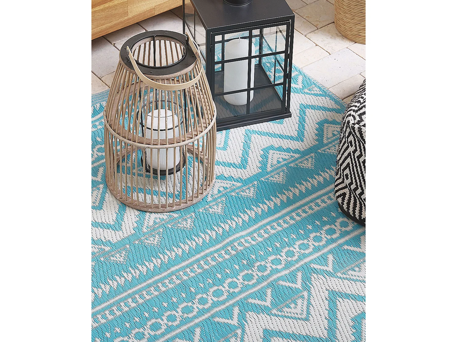 Tapis d'extérieur NAGPUR Turquoise 120 x 180 cm