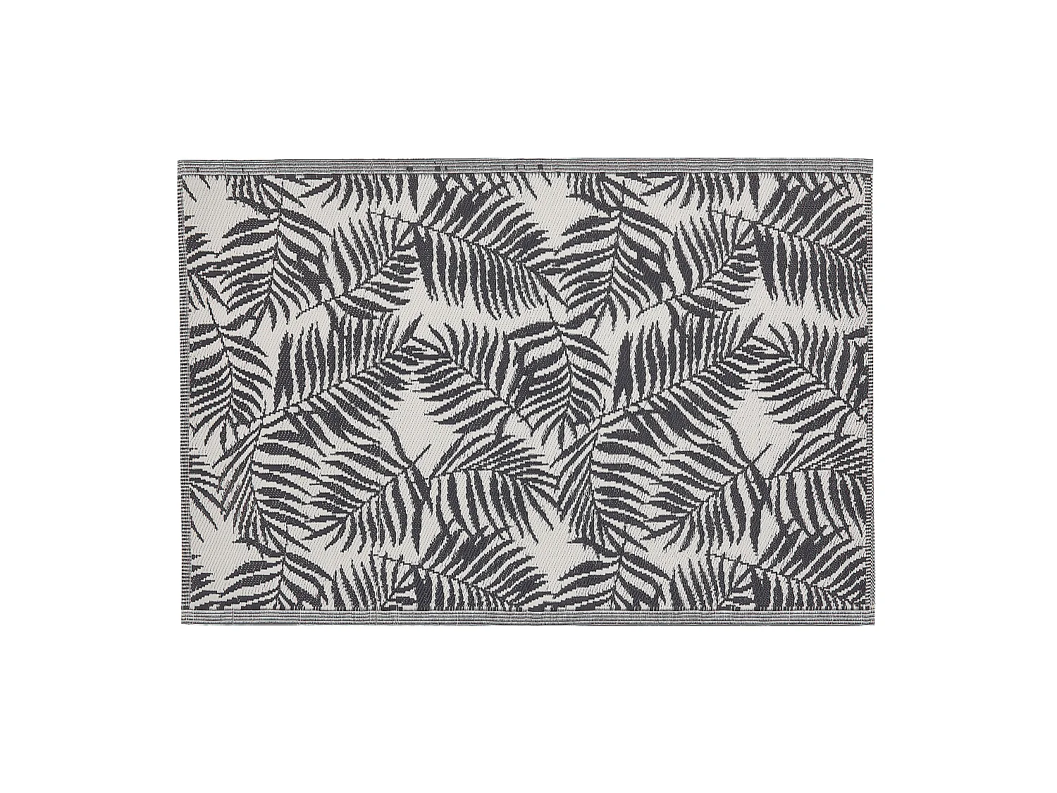 Tapis d'extérieur noir au motif feuilles de palmier 120 x 180 cm KOTA