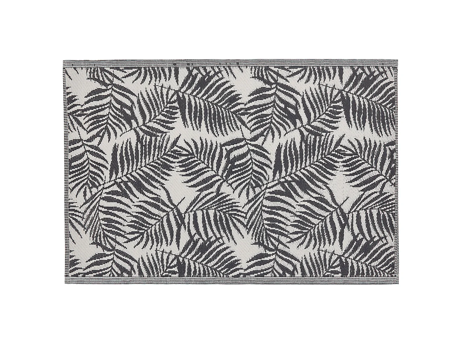 Tapis d'extérieur noir au motif feuilles de palmier 120 x 180 cm KOTA