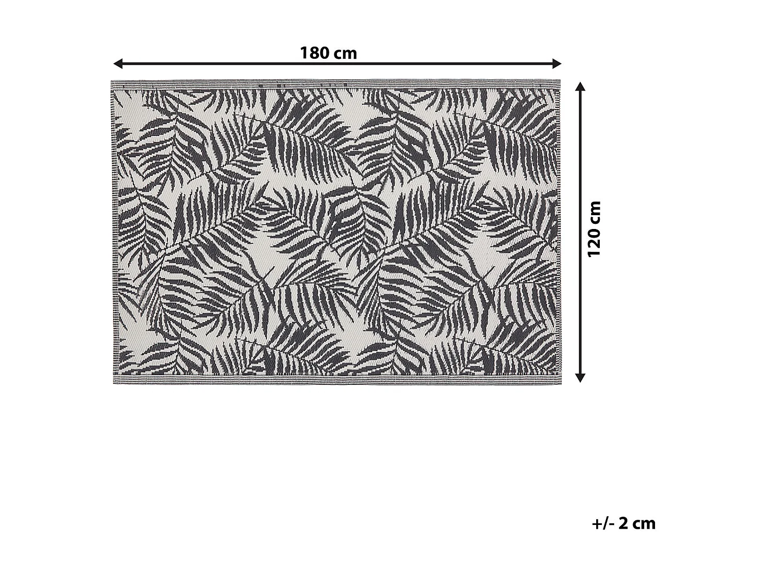 Tapis d'extérieur noir au motif feuilles de palmier 120 x 180 cm KOTA