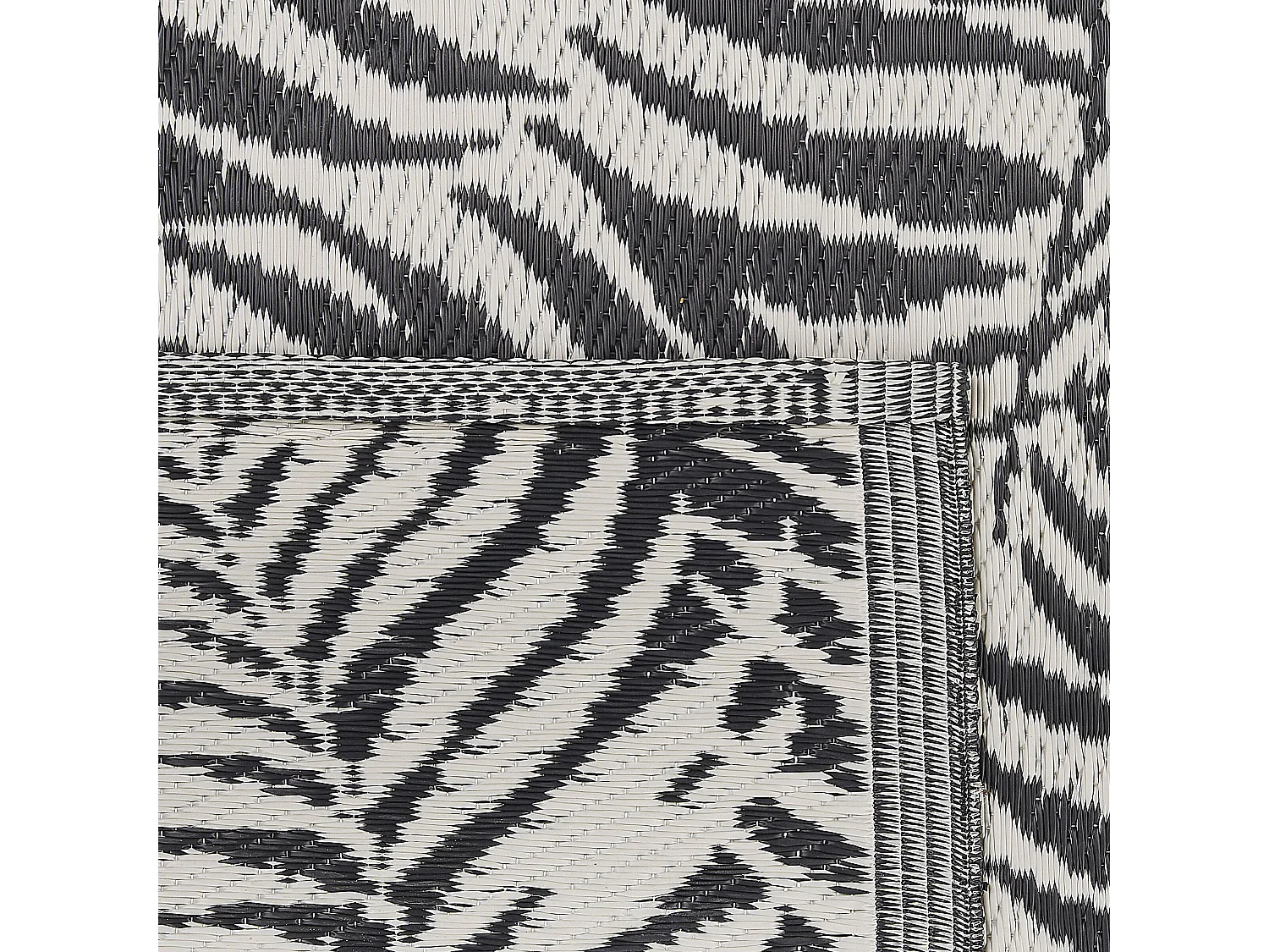 Tapis d'extérieur noir au motif feuilles de palmier 120 x 180 cm KOTA