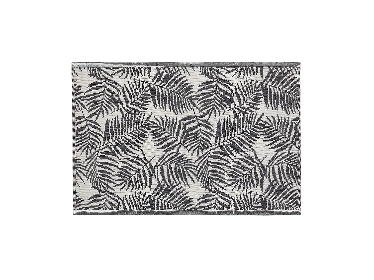 Tapis d'extérieur noir au motif feuilles de palmier 120 x 180 cm KOTA