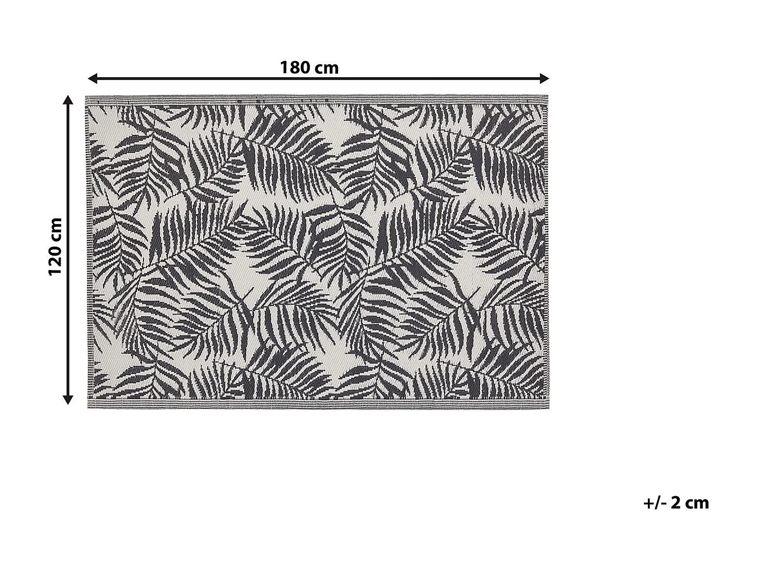Tapis d'extérieur noir au motif feuilles de palmier 120 x 180 cm KOTA