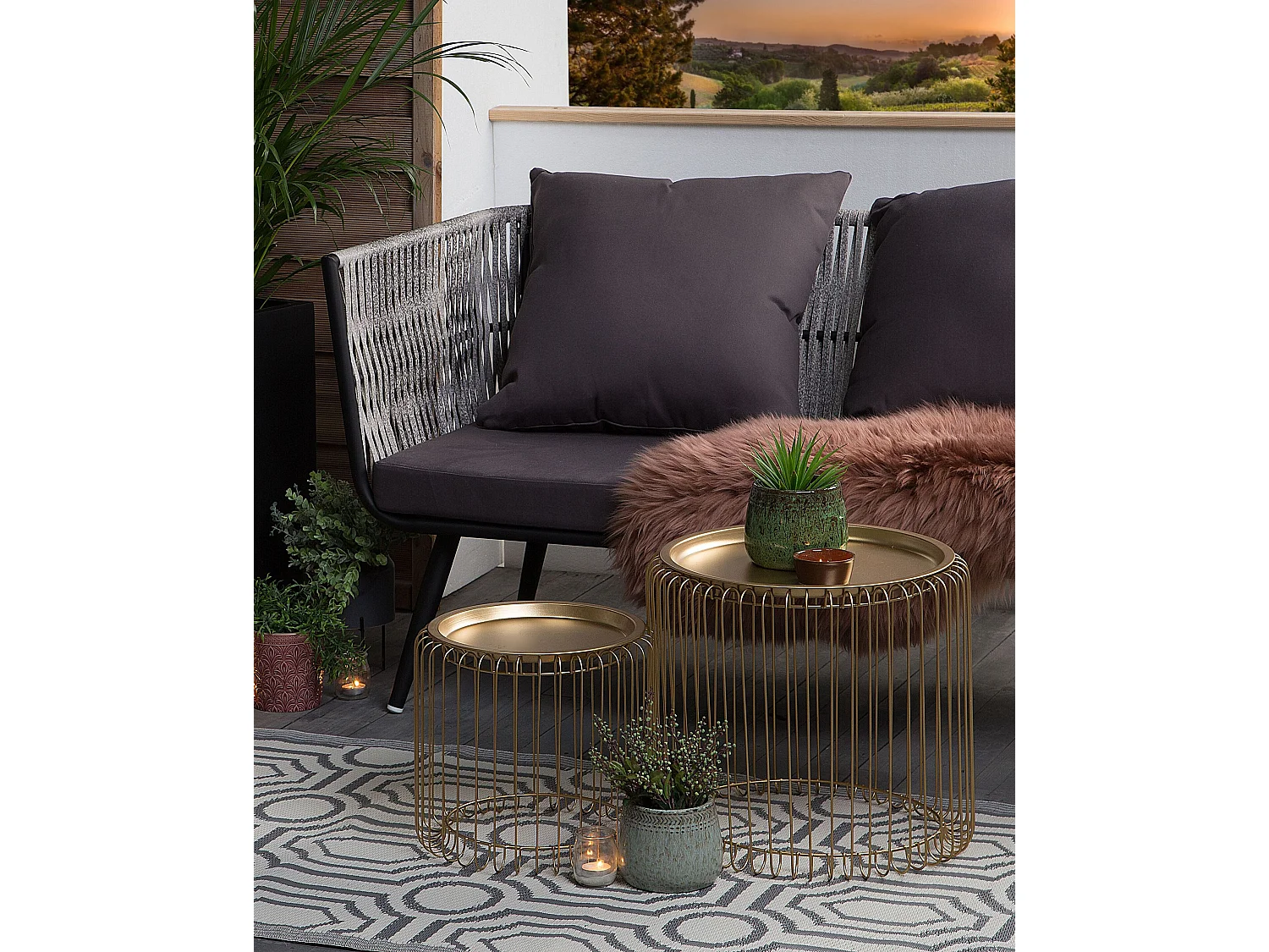 Outdoor Teppich grau 90x180 cm Bodenschutzmatte Kunststoffmatte Bidar