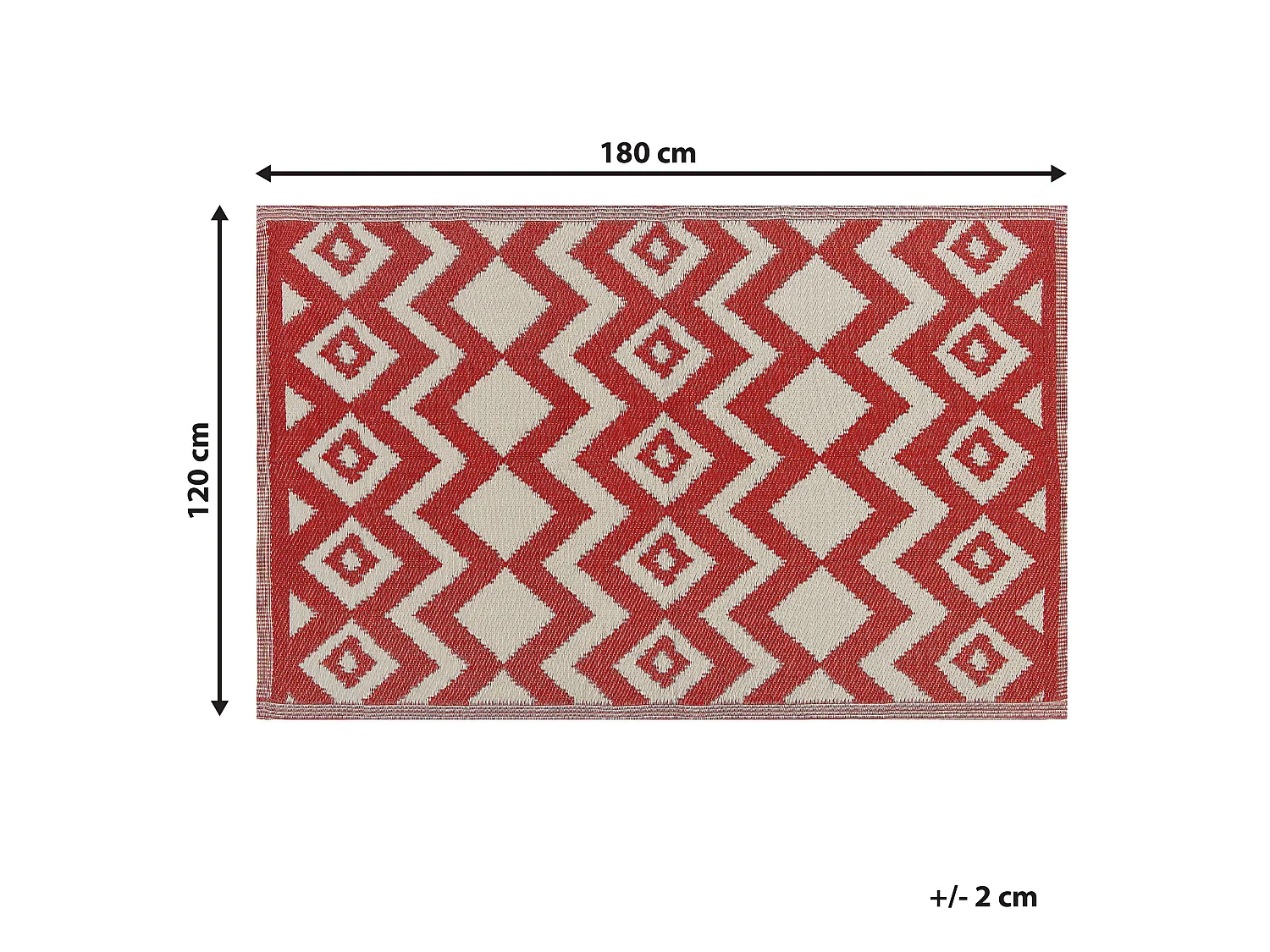 Outdoor Teppich rot 120 x 180 cm ZickZack-Muster Kurzflor DEWAS