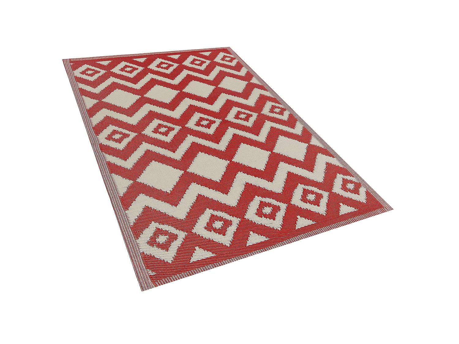 Outdoor Teppich rot 120 x 180 cm ZickZack-Muster Kurzflor DEWAS