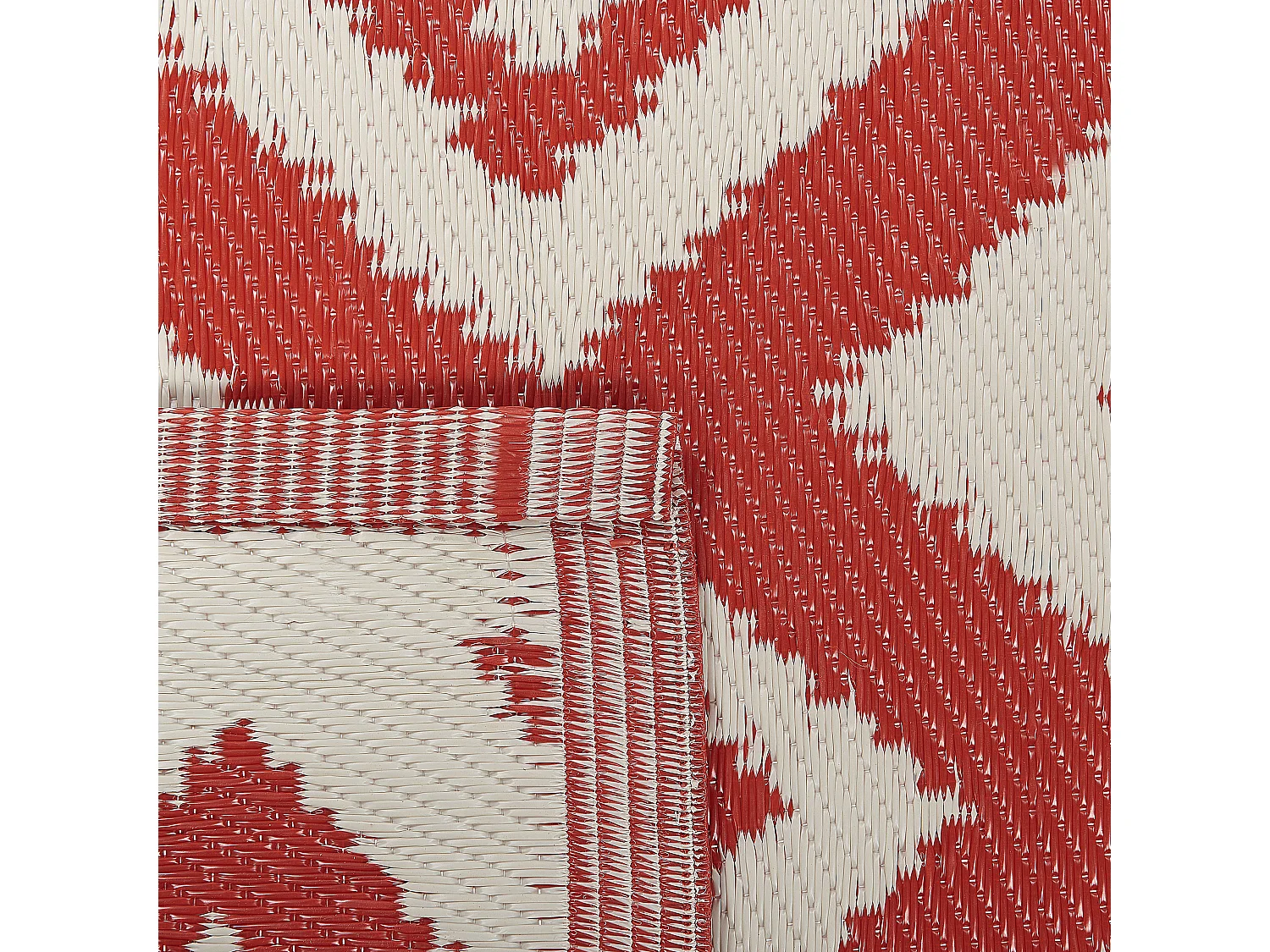 Outdoor Teppich rot 120 x 180 cm ZickZack-Muster Kurzflor DEWAS