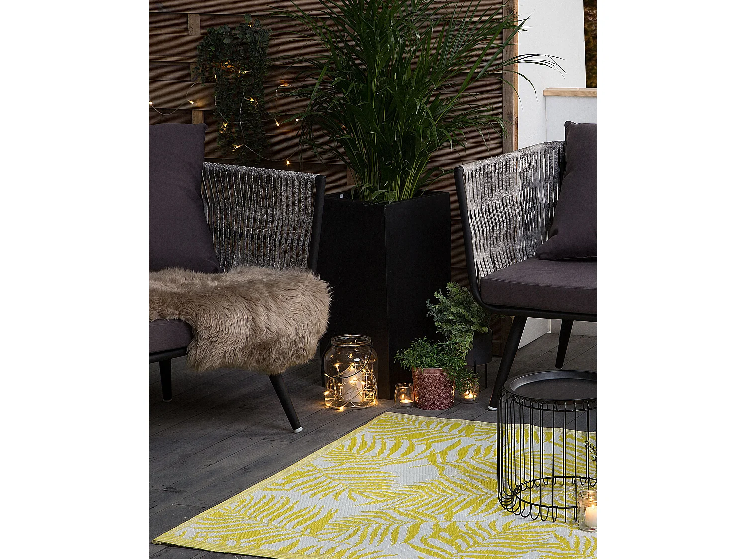 Tapis d'extérieur KOTA Jaune 120 x 180 cm Réversible