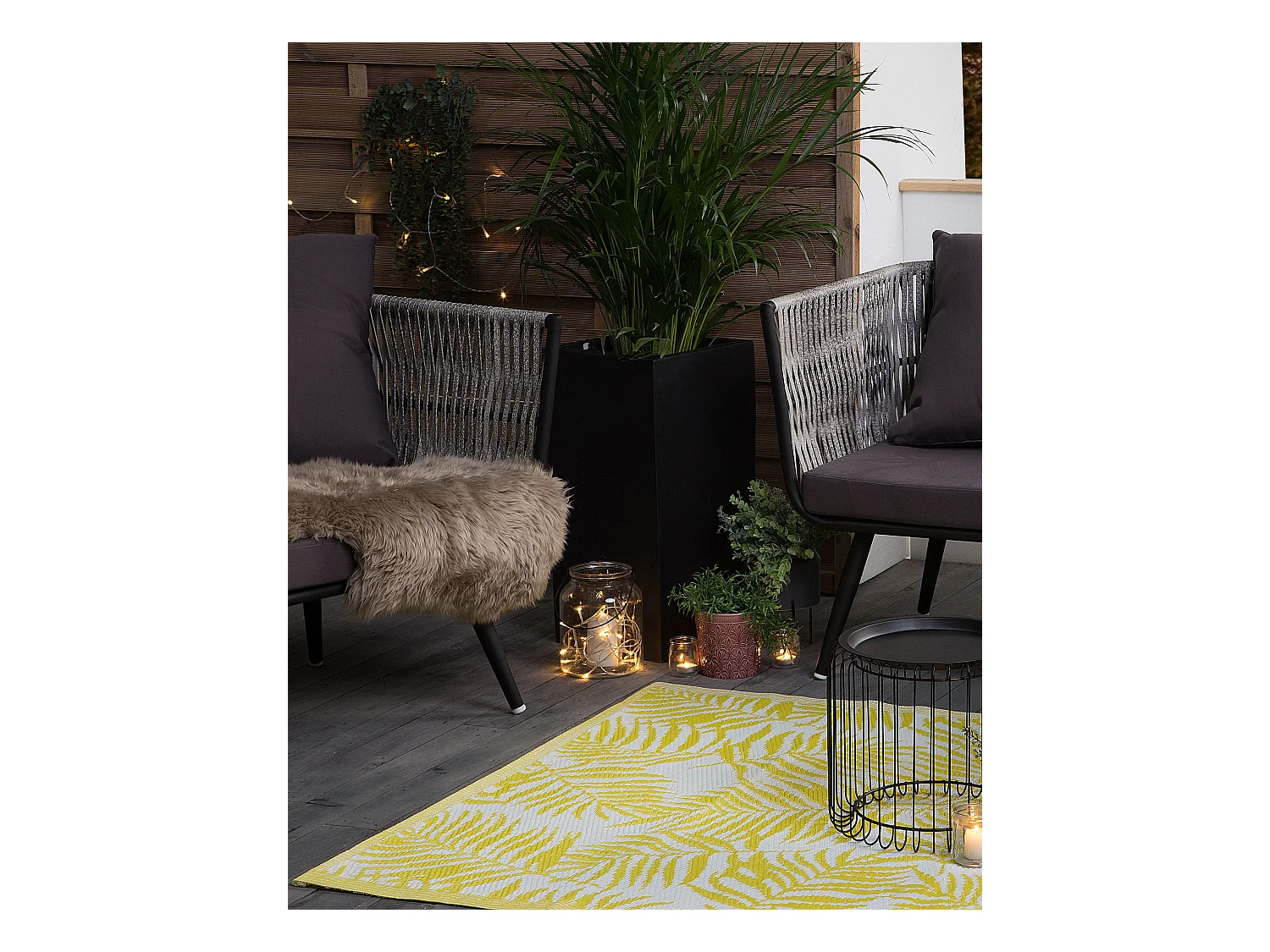 Buiten tapijt KOTA 120 x 180 cm Geel Dubbelzijdig