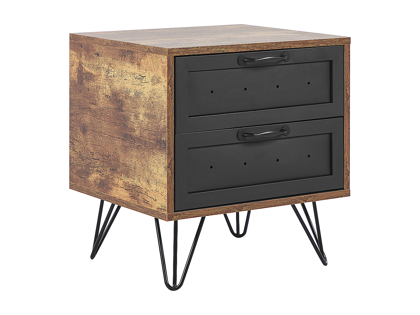 Table De Chevet 2 Tiroirs Noir - Dimensions 40x34x45 Cm, MDF, Design Moderne Sans Poignée, Pour Chambre Ou Salon