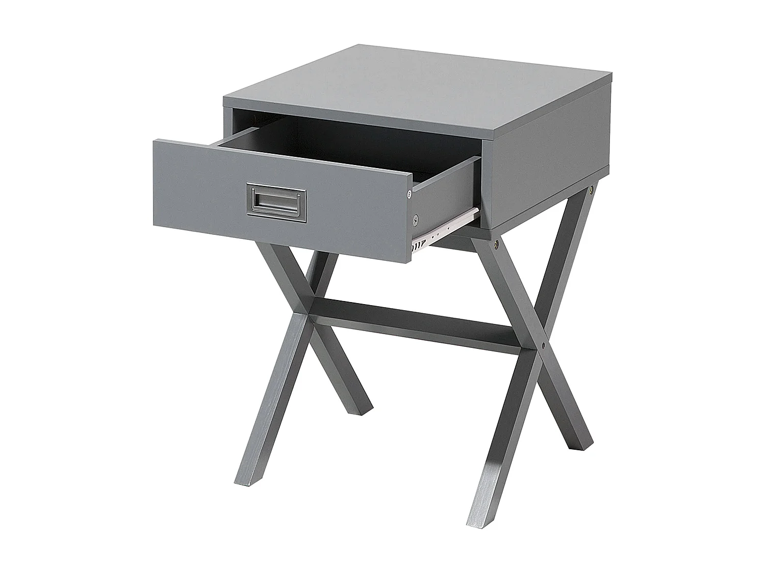 Beistelltisch in Grau mit Schublade Nachttisch Nachtschrank Nachtkommode Monroe