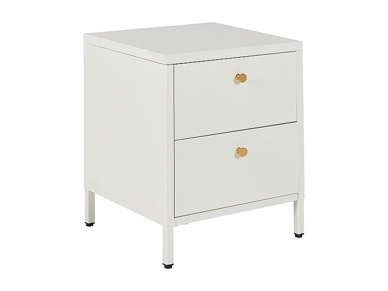 Comodino 2 cassetti KYLEA Metallo Bianco