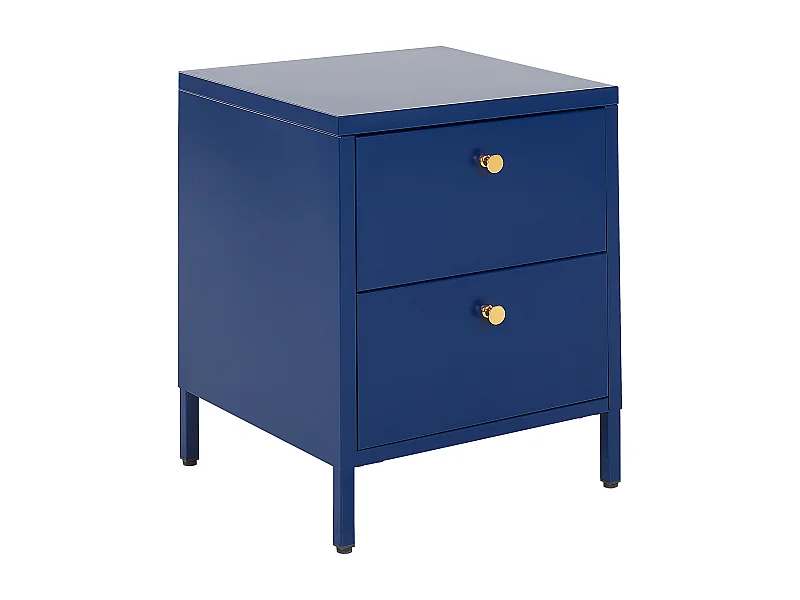 Comodino 2 cassetti KYLEA Metallo Blu marino