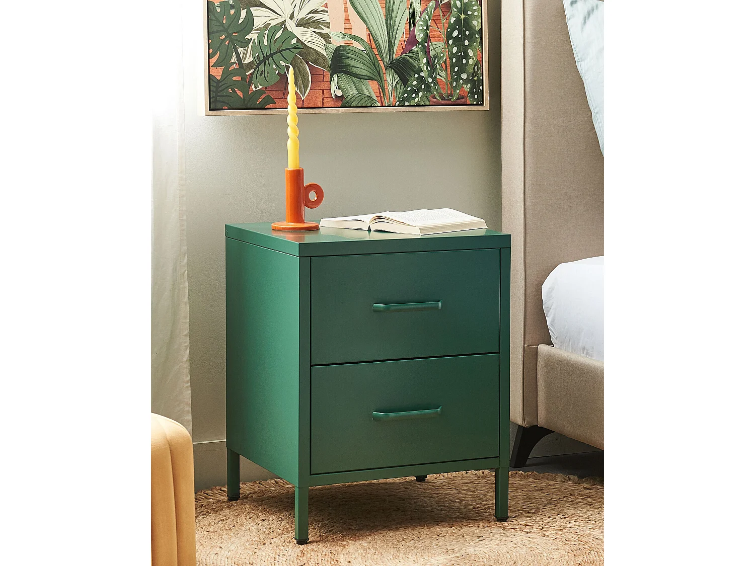 Comodino 2 cassetti MALAVI Metallo Verde