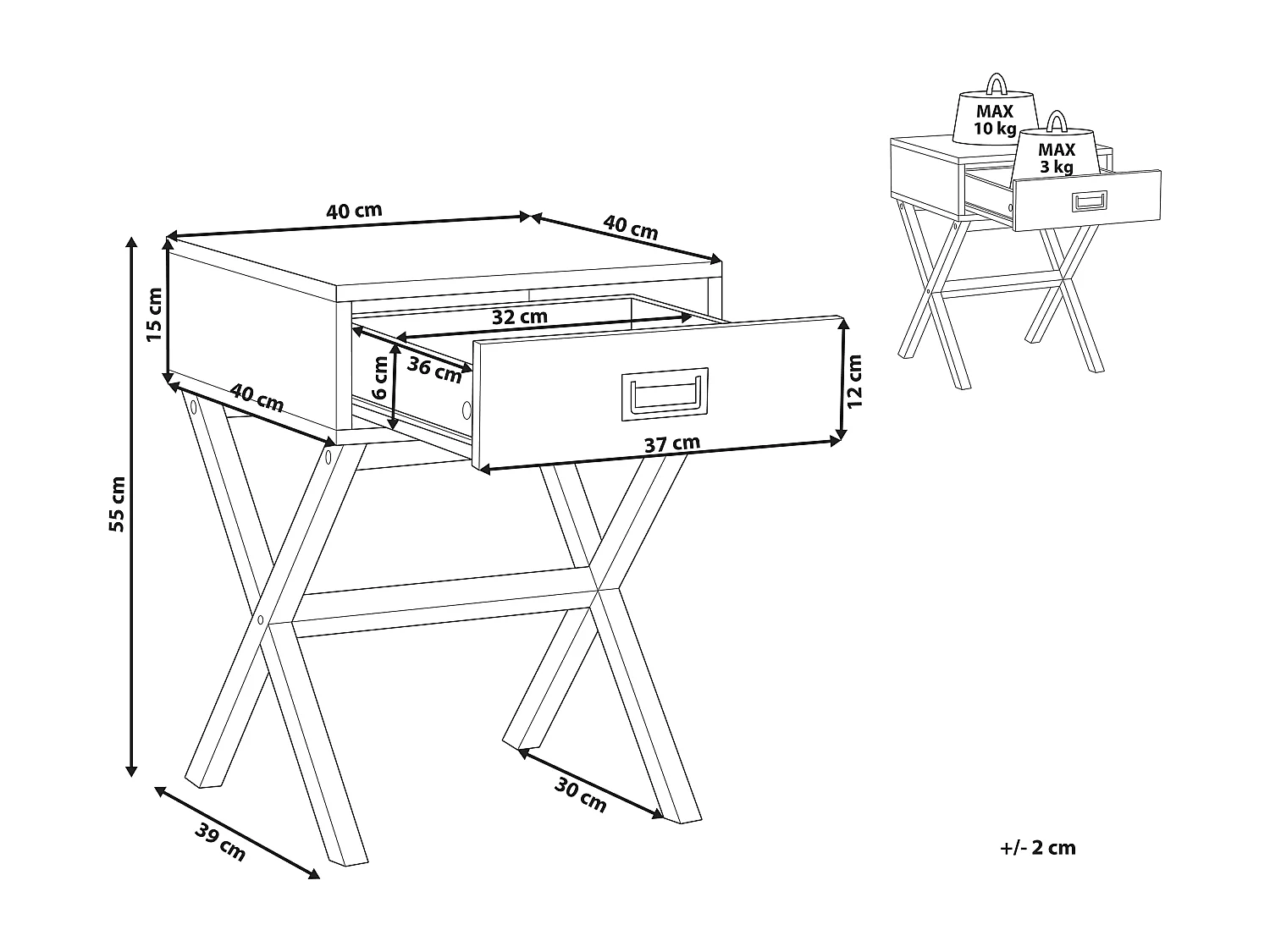 Comodino 1 cassetto MONROE Bianco