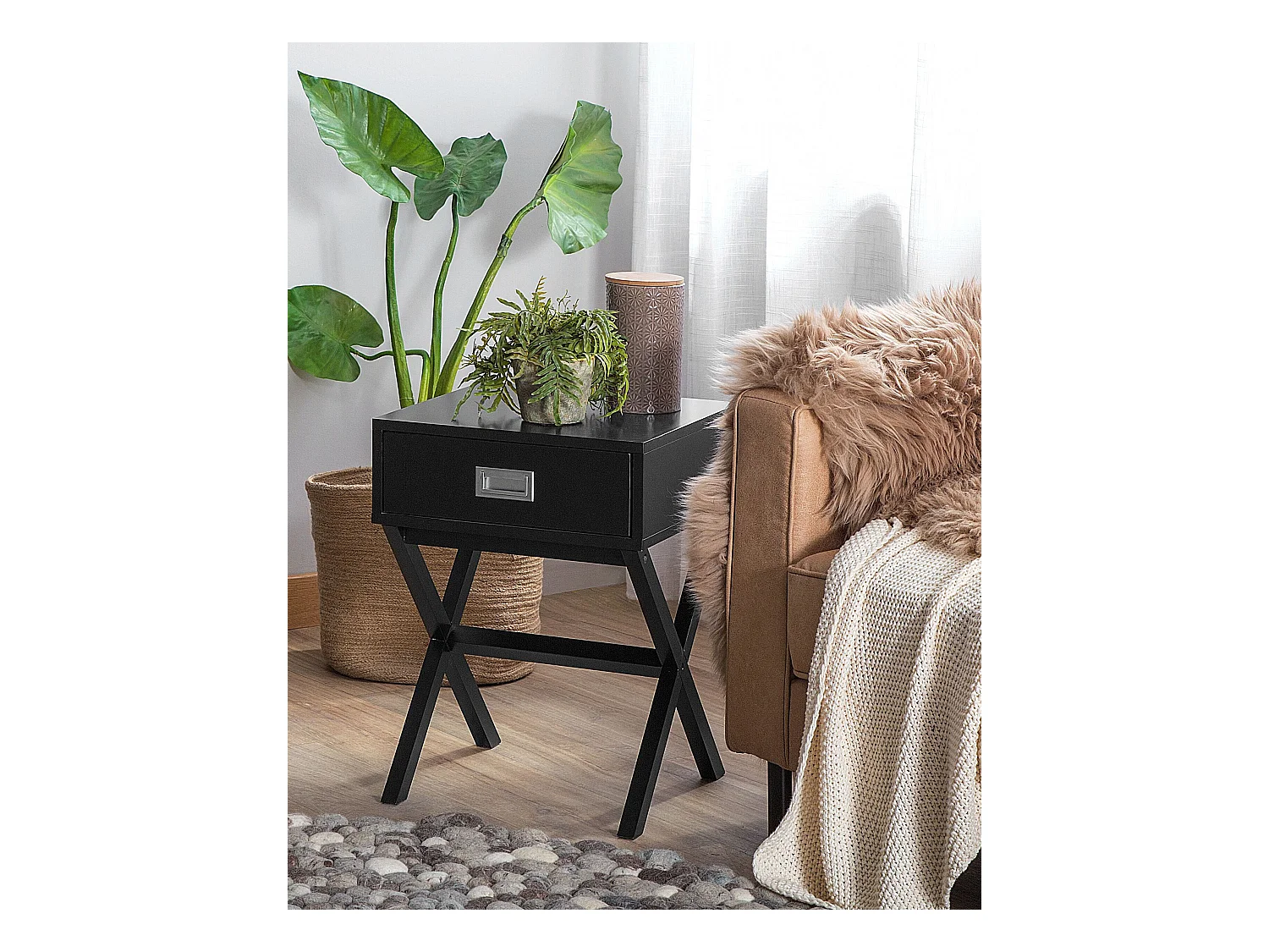 Nachttisch mit 1 Schublade MONROE Schwarz