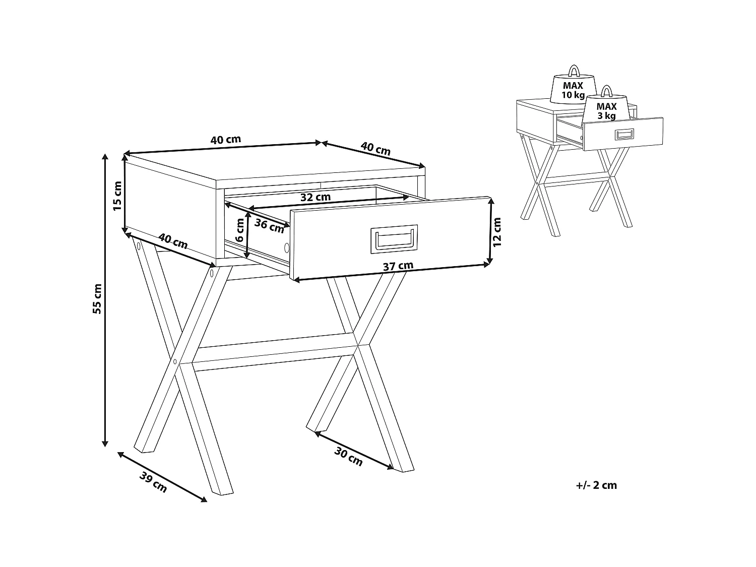 Nachttisch mit 1 Schublade MONROE Schwarz