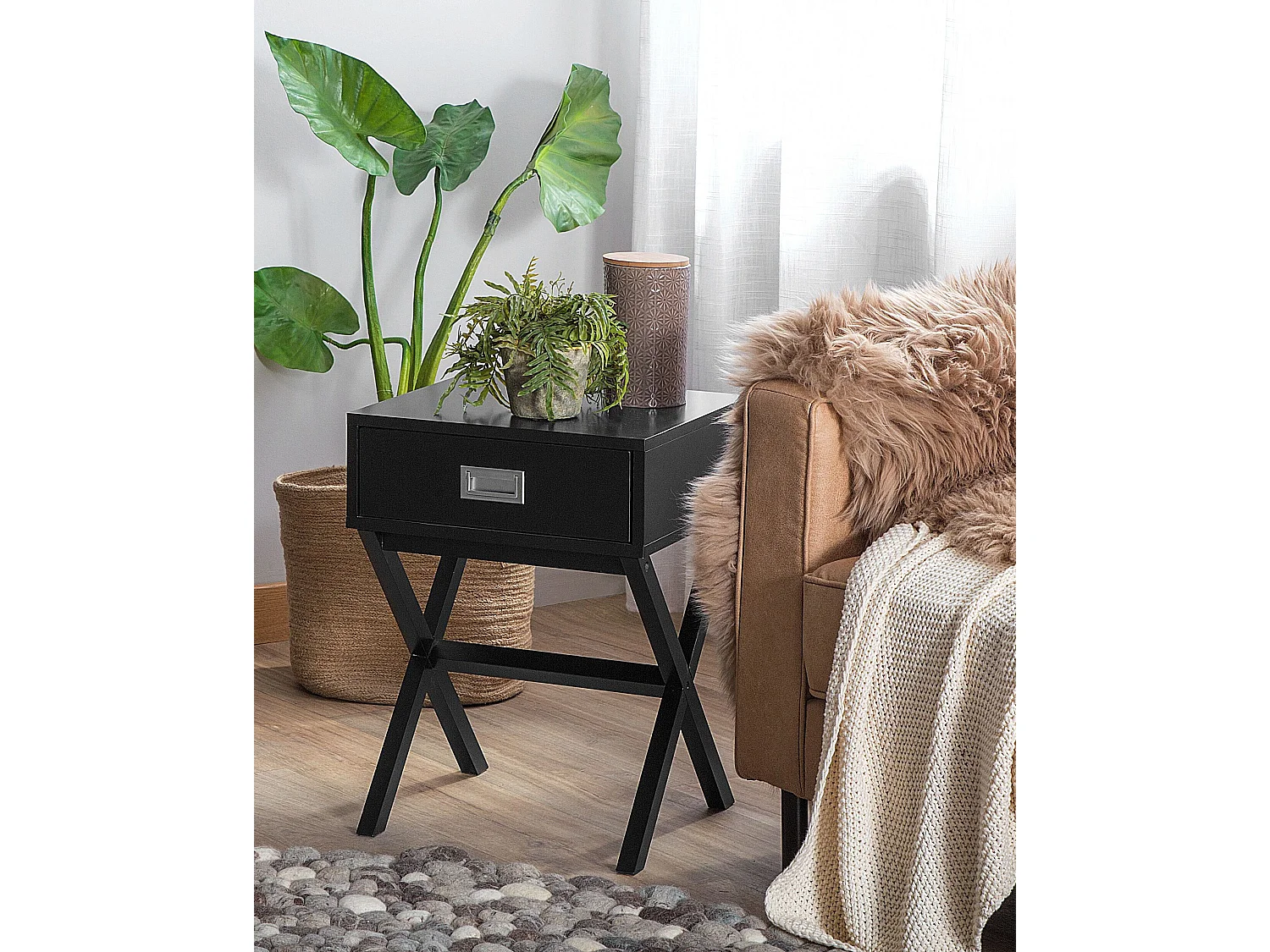 1 Drawer Bedside Table MONROE Black