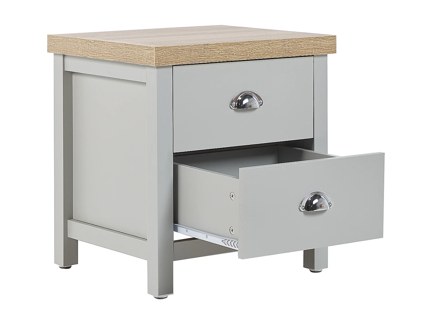 Table de nuit à 2 tiroirs CLIO Gris clair
