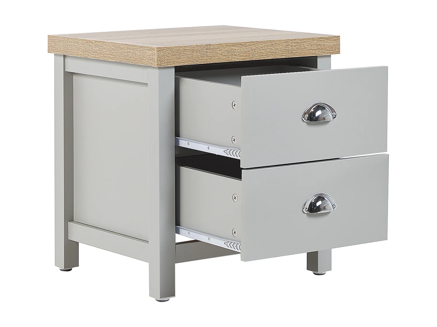 Table de nuit à 2 tiroirs CLIO Gris clair
