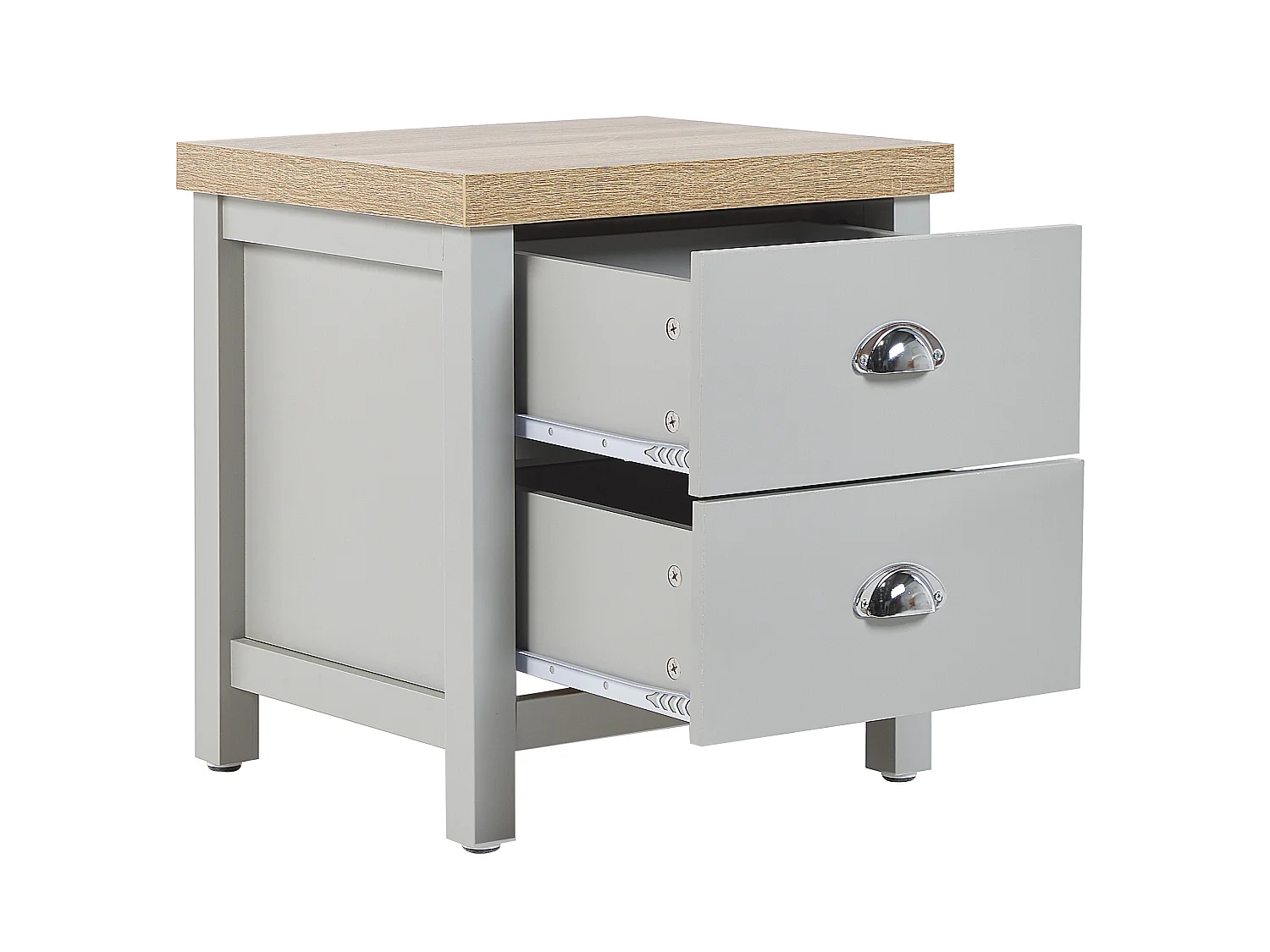 Table de nuit à 2 tiroirs CLIO Gris clair