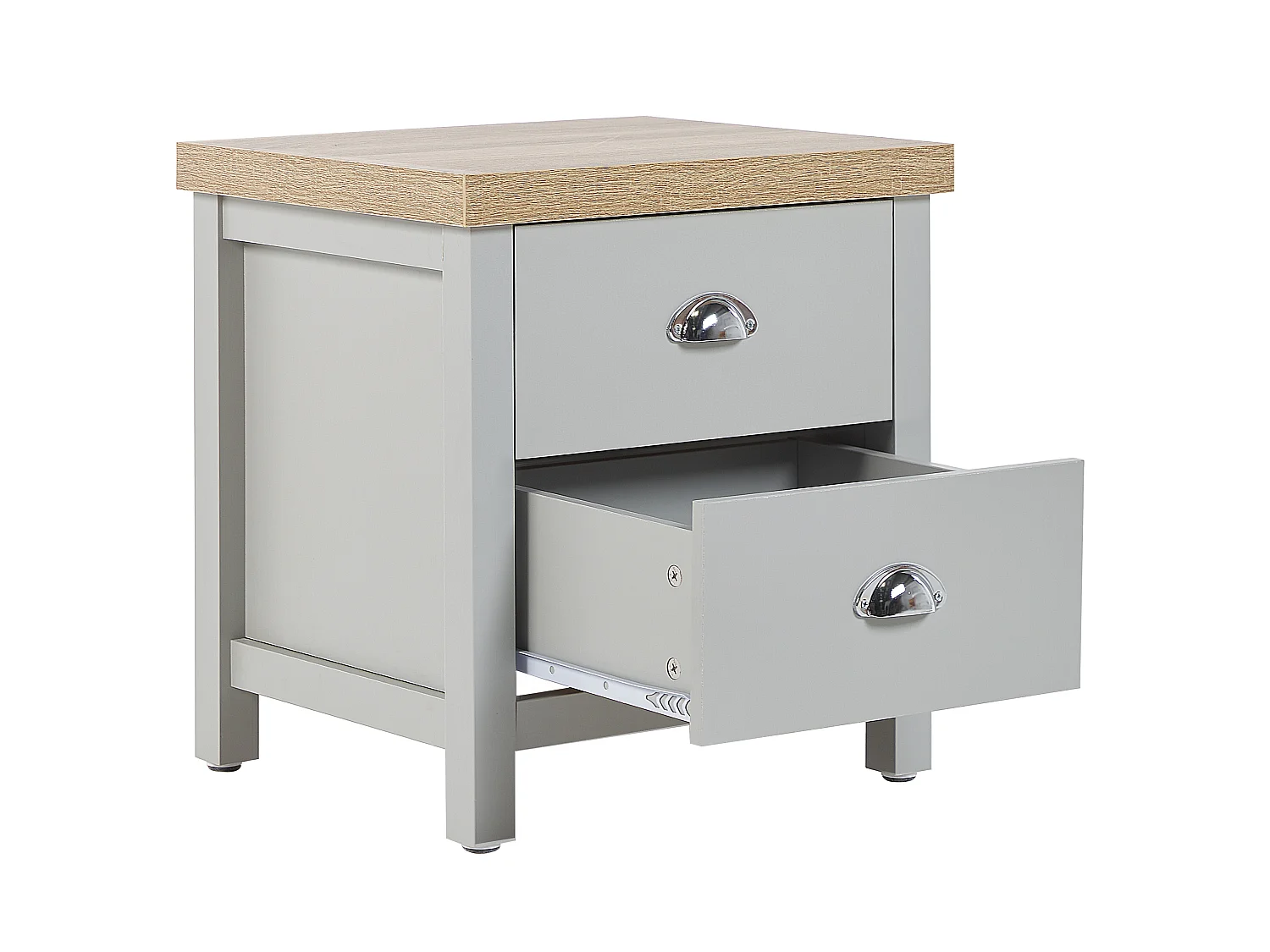 Table de nuit à 2 tiroirs CLIO Gris clair