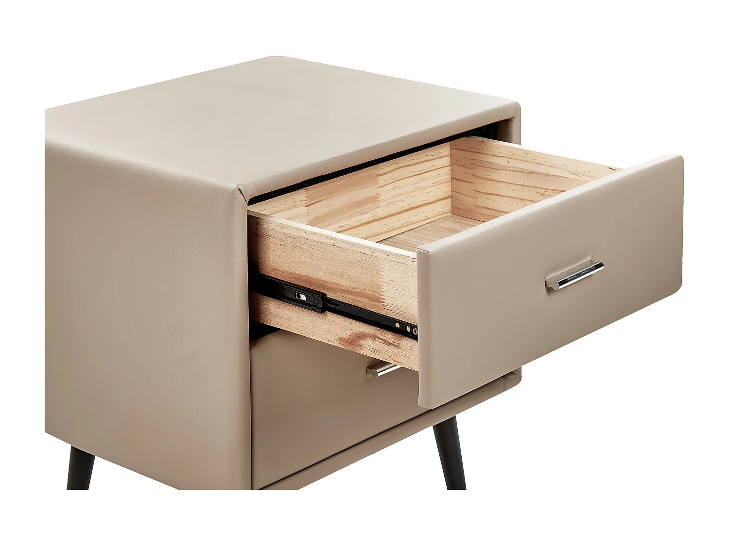 Table de nuit à 2 tiroirs ESSONNE Cuir PU Beige