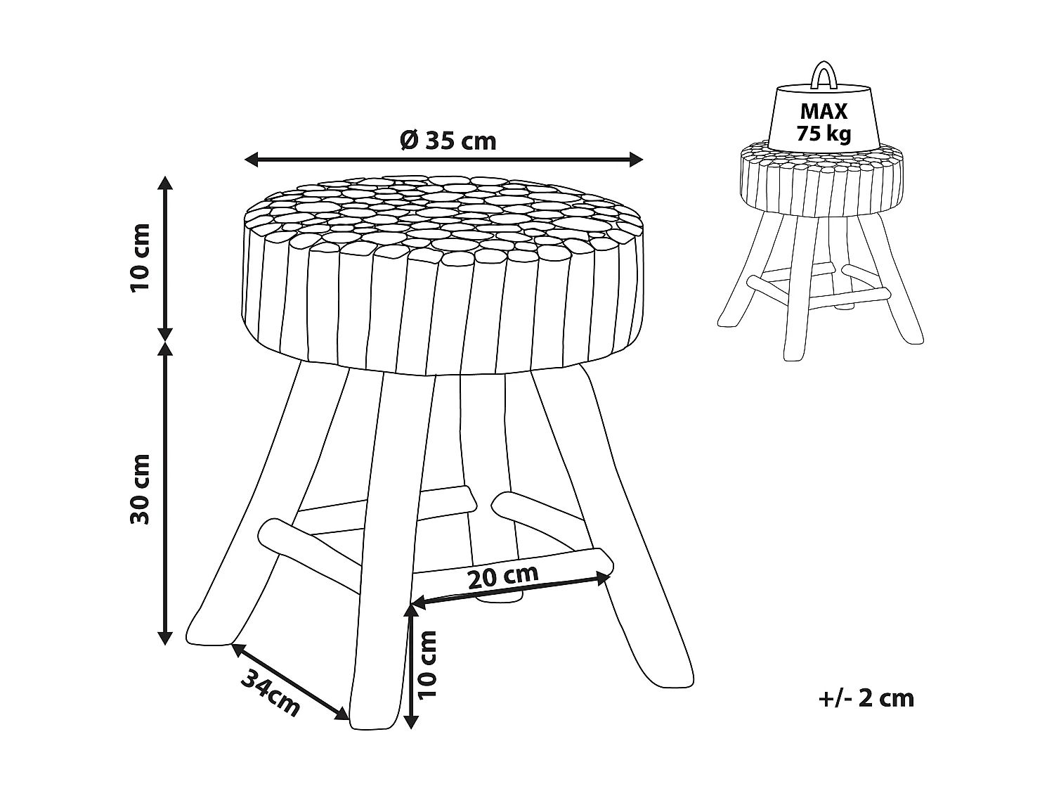 Table de chevet NAMPA Teck Marron clair