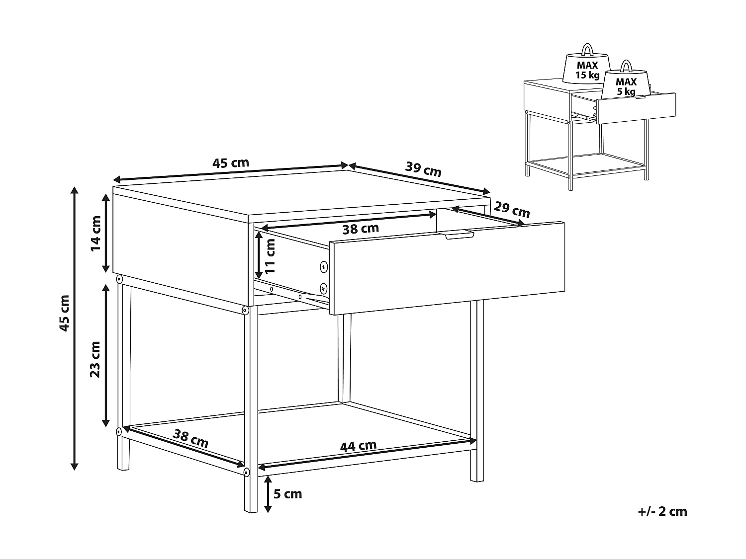 Mesita de noche 1 cajón BERKLEY Marrón