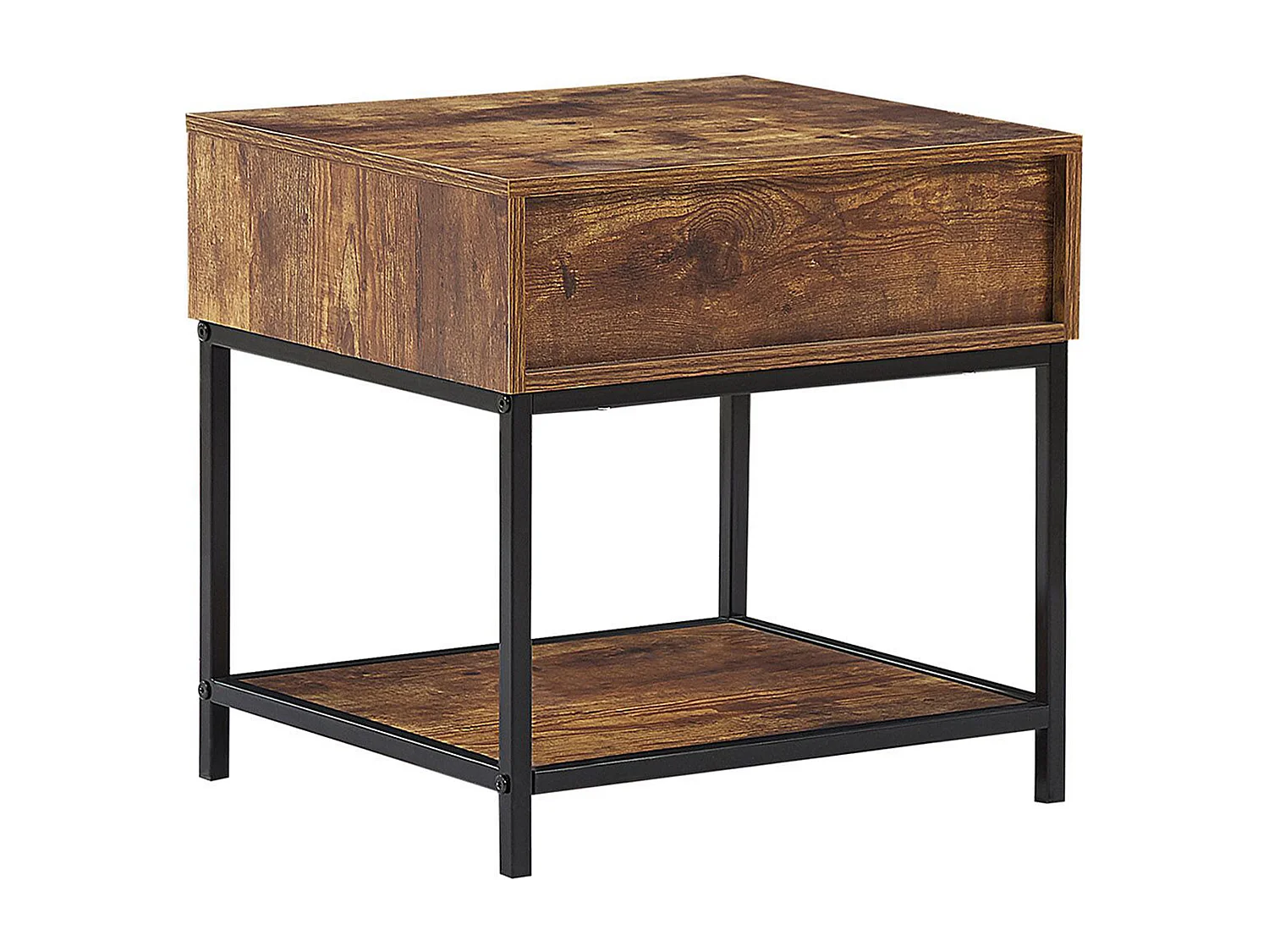 Attraktiver Beistelltisch im platzsparendem Design im dunkler Holzfarbton