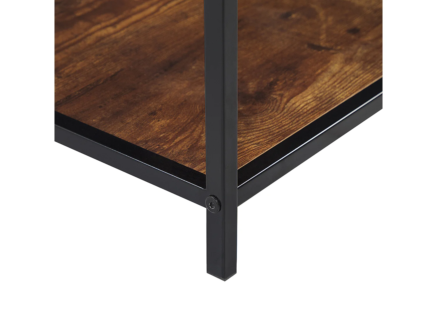 Attraktiver Beistelltisch im platzsparendem Design im dunkler Holzfarbton