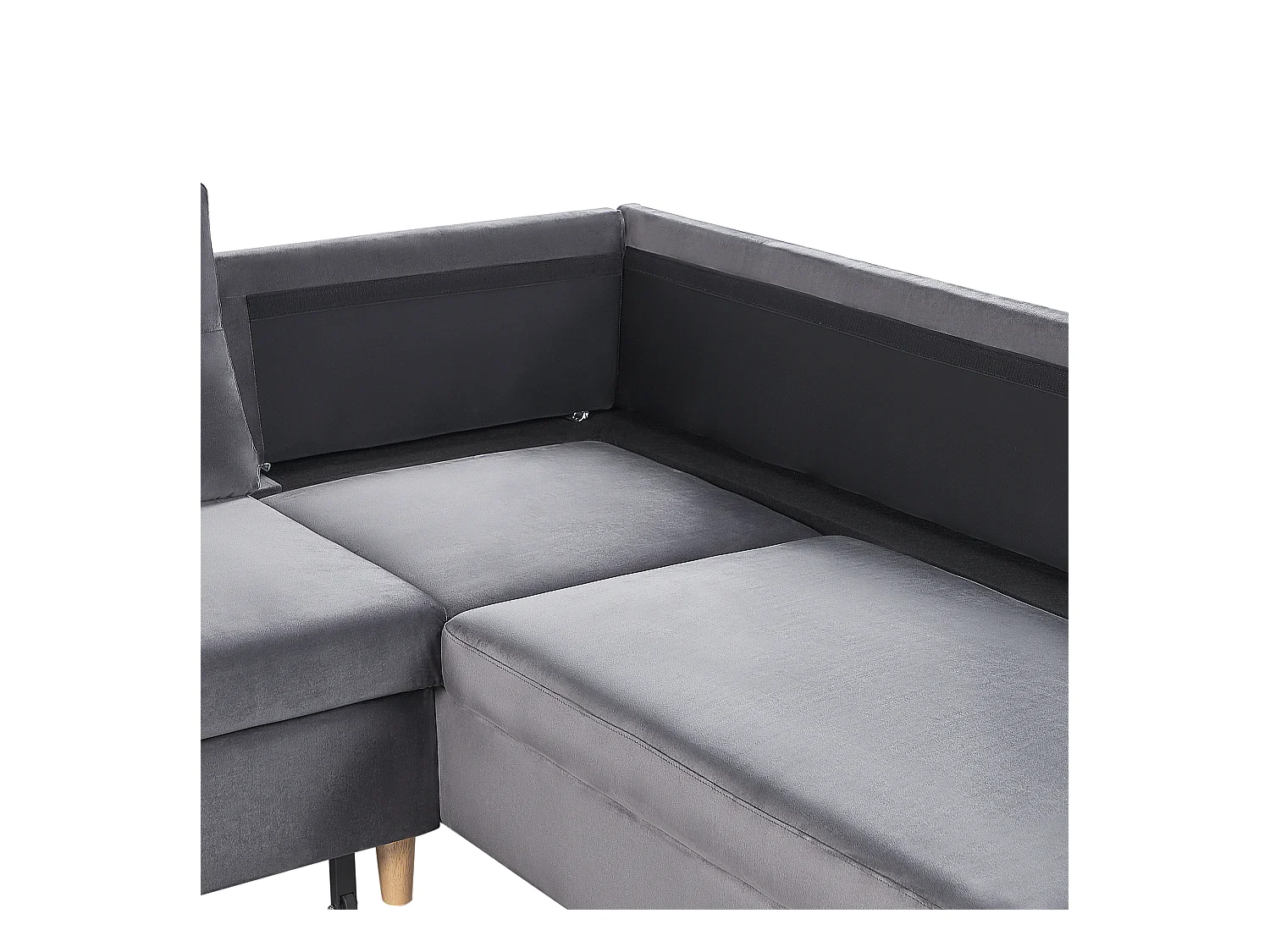 Modernes Schlafsofa Samtstoff grau mit Stauraum Ecksofa U-Form Lerum