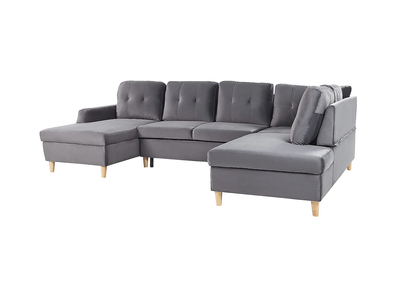 Modernes Schlafsofa Samtstoff grau mit Stauraum Ecksofa U-Form Lerum