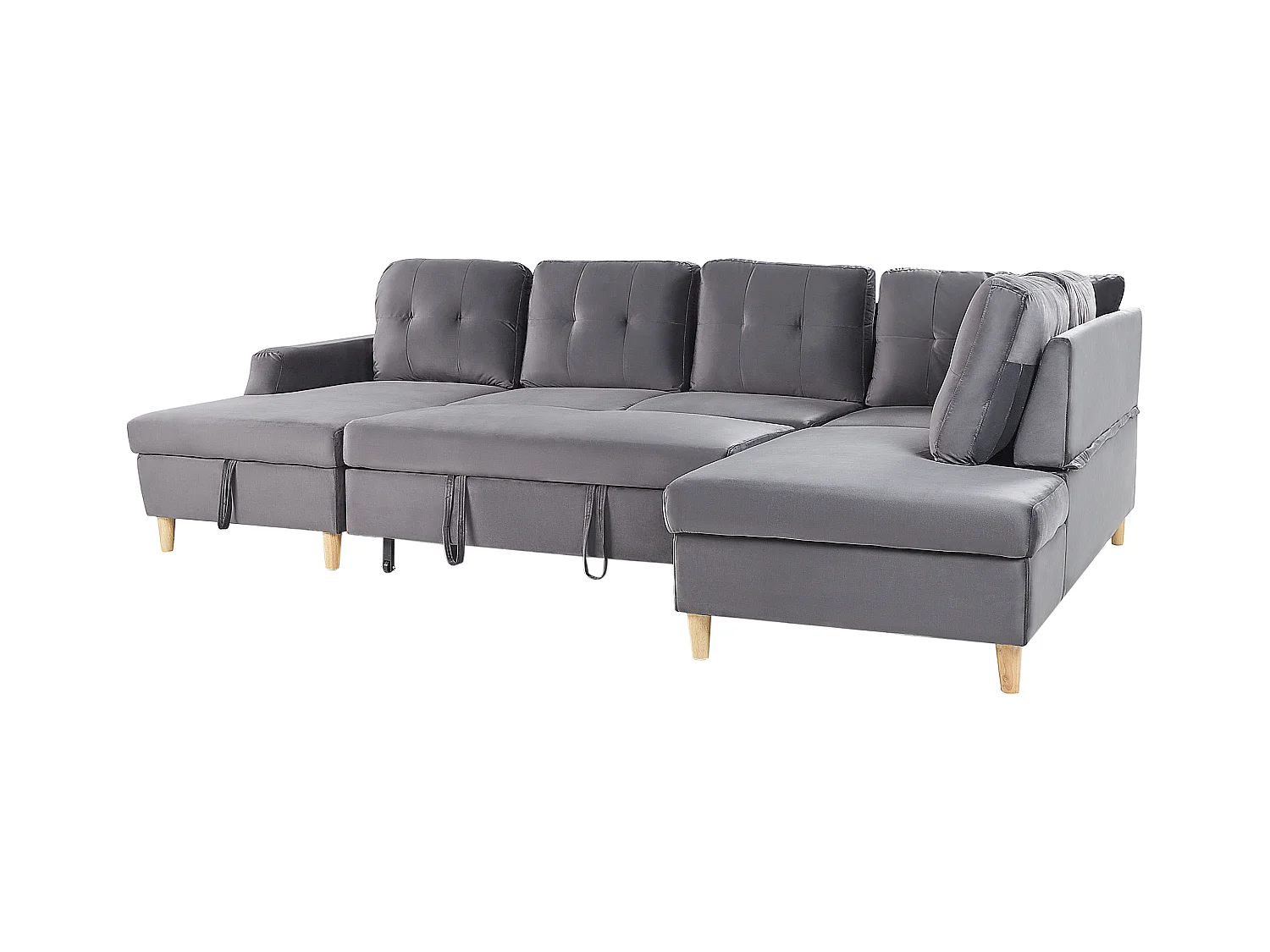 Modernes Schlafsofa Samtstoff grau mit Stauraum Ecksofa U-Form Lerum