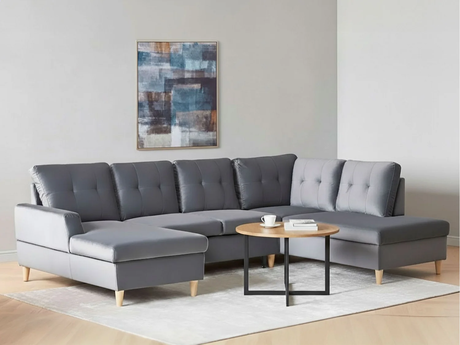 Canapé-lit 4 places LERUM Velours Gris