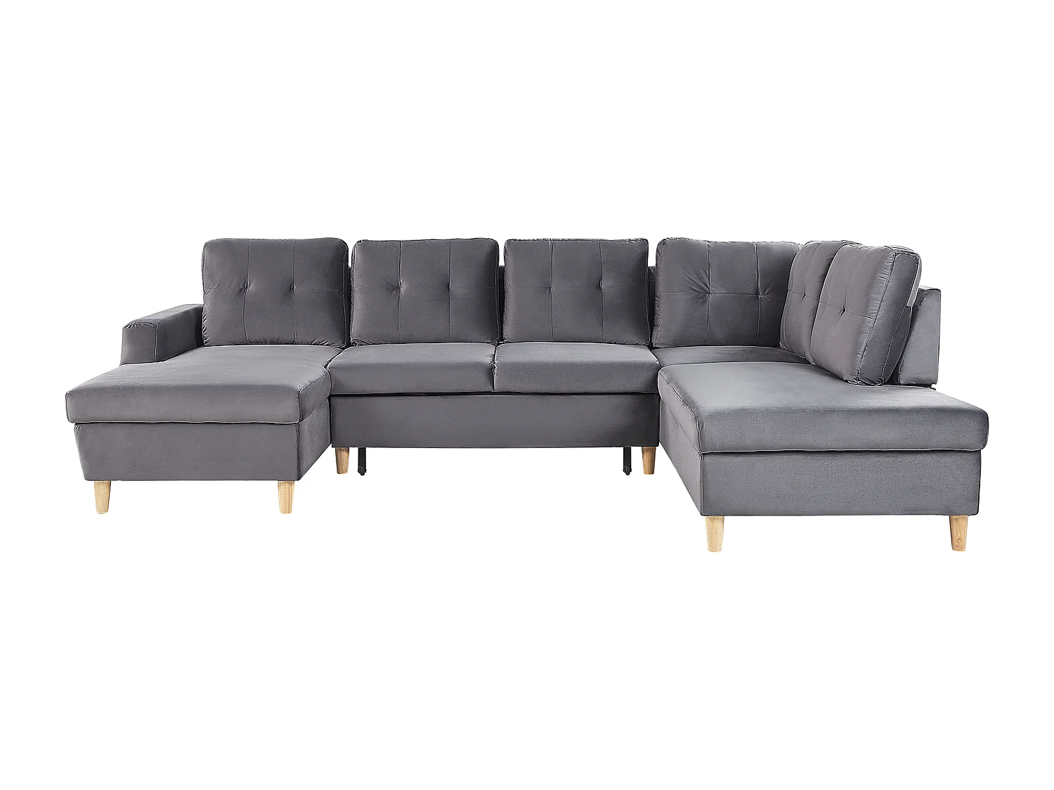 Modernes Schlafsofa Samtstoff grau mit Stauraum Ecksofa U-Form Lerum