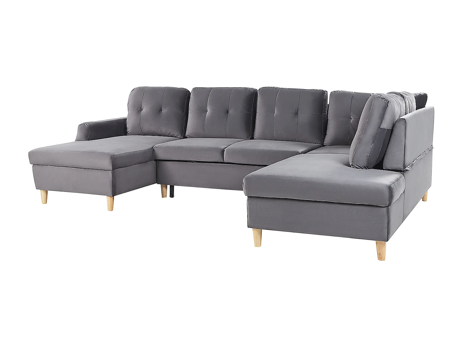 Modernes Schlafsofa Samtstoff grau mit Stauraum Ecksofa U-Form Lerum