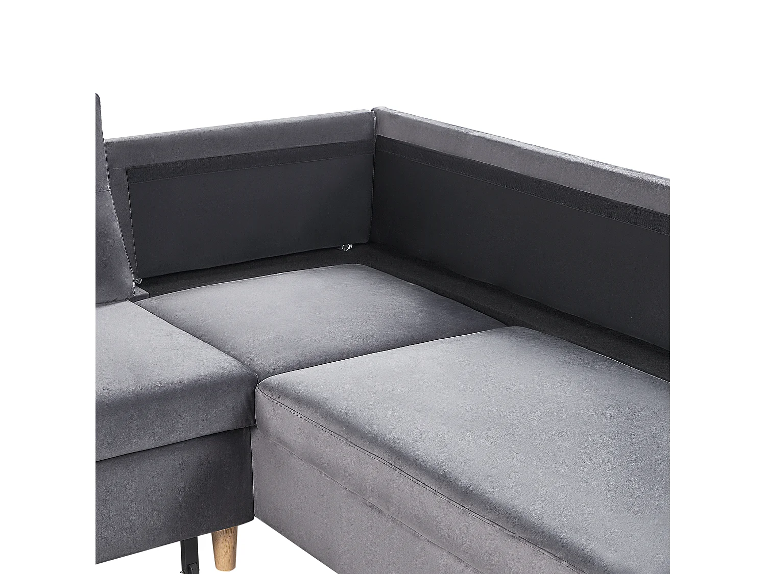 Modernes Schlafsofa Samtstoff grau mit Stauraum Ecksofa U-Form Lerum