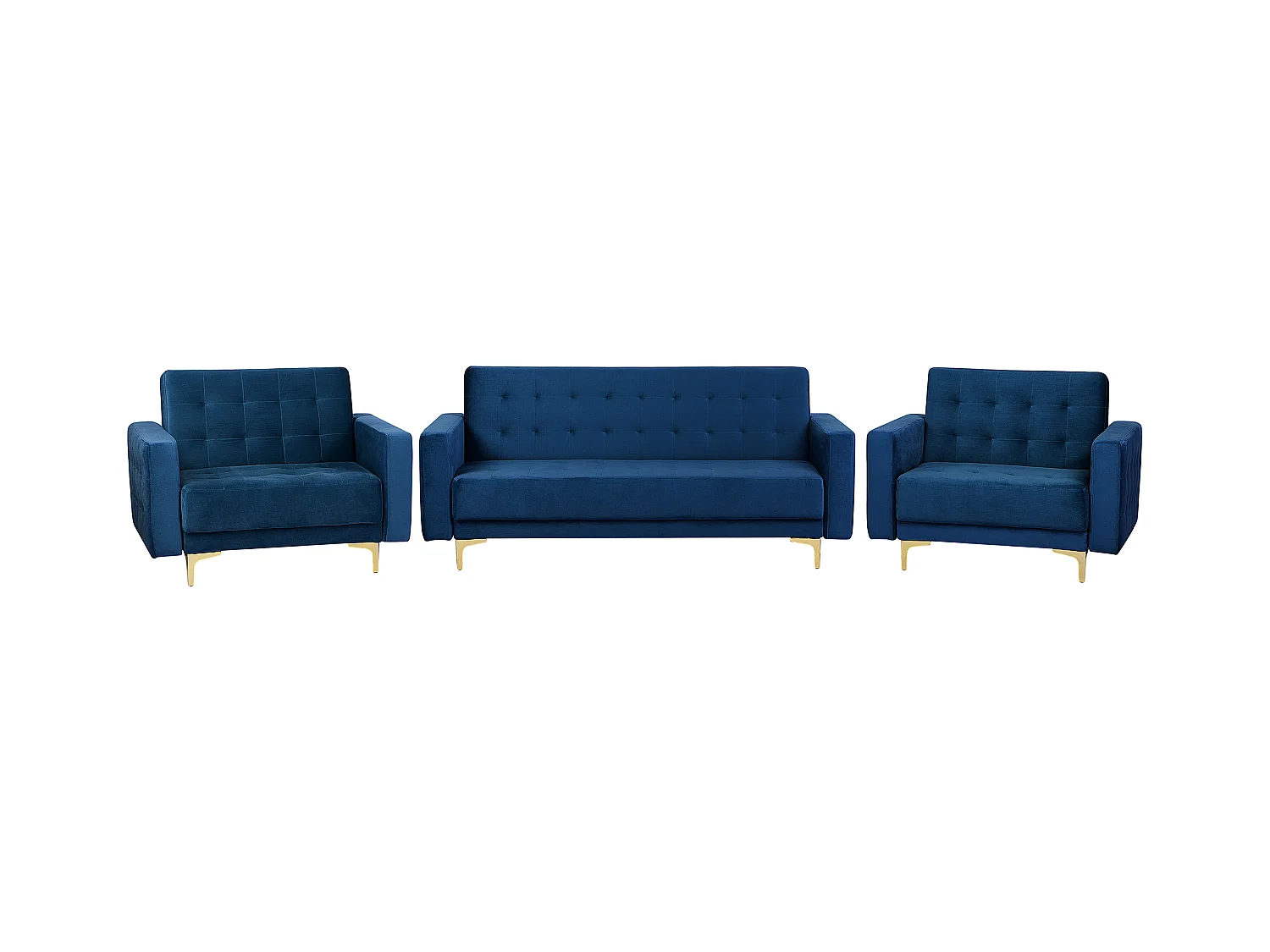 Ensemble de salon 5 places ABERDEEN Velours Bleu marine