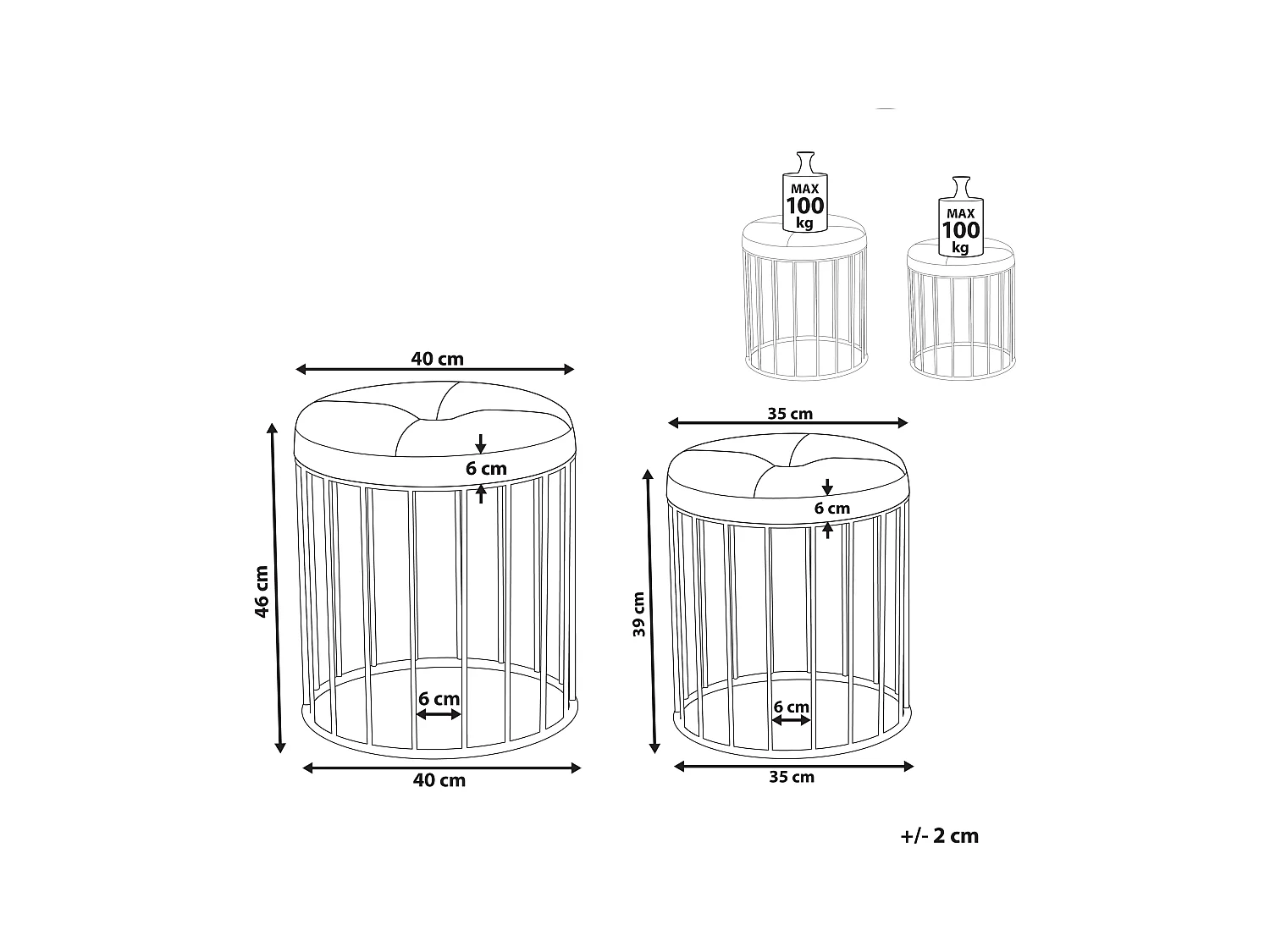 Set van 2 krukken LUBBOCK Fluweel Donkergroen