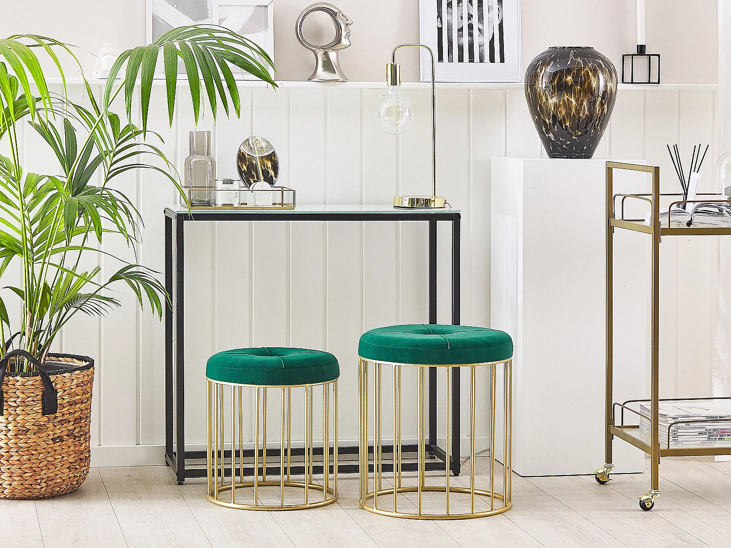 Lot de 2 tabourets LUBBOCK Velours Vert foncé