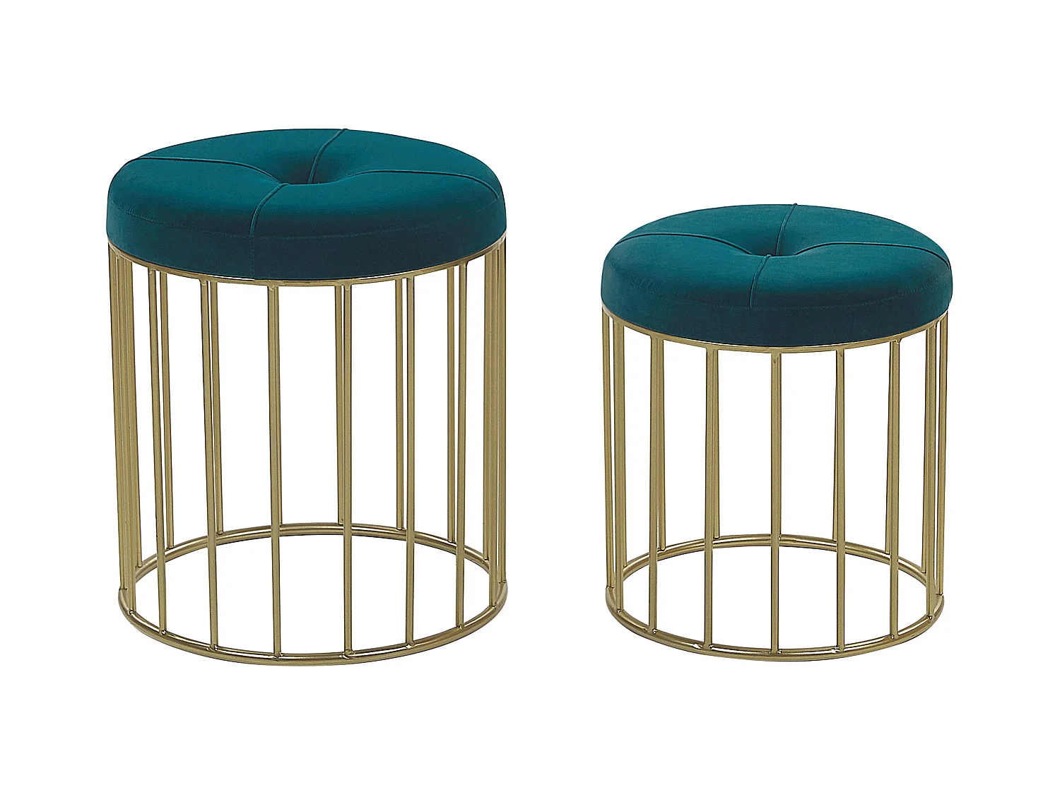 Lot de 2 tabourets LUBBOCK Velours Bleu paon