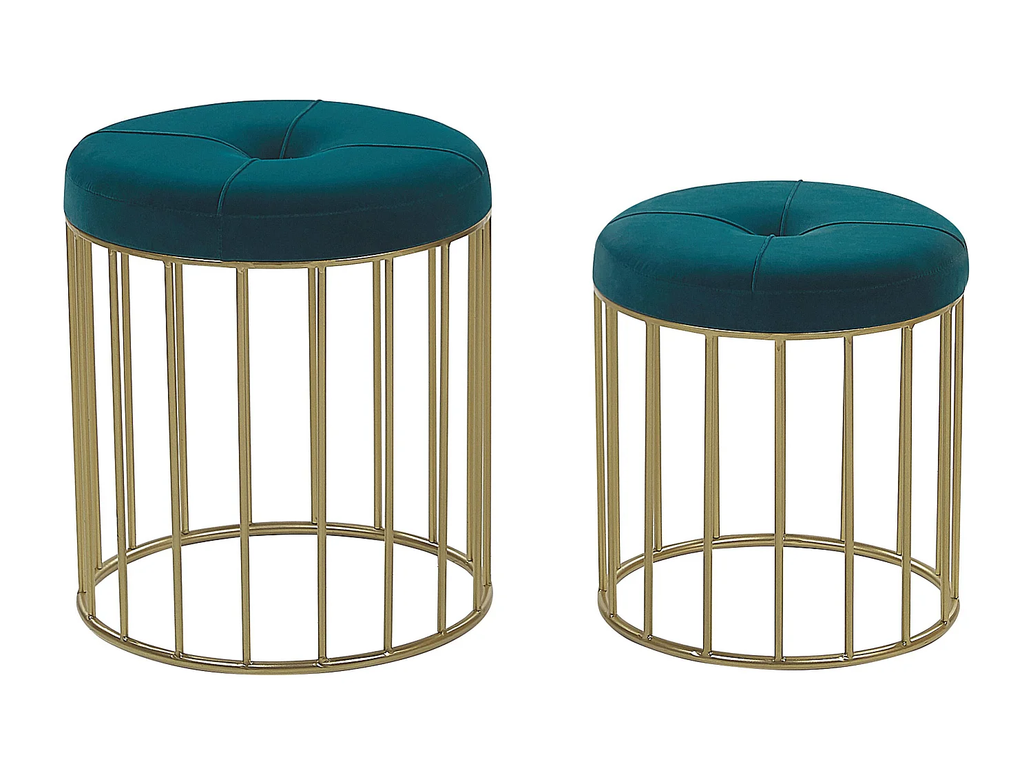 Lot de 2 tabourets LUBBOCK Velours Bleu paon