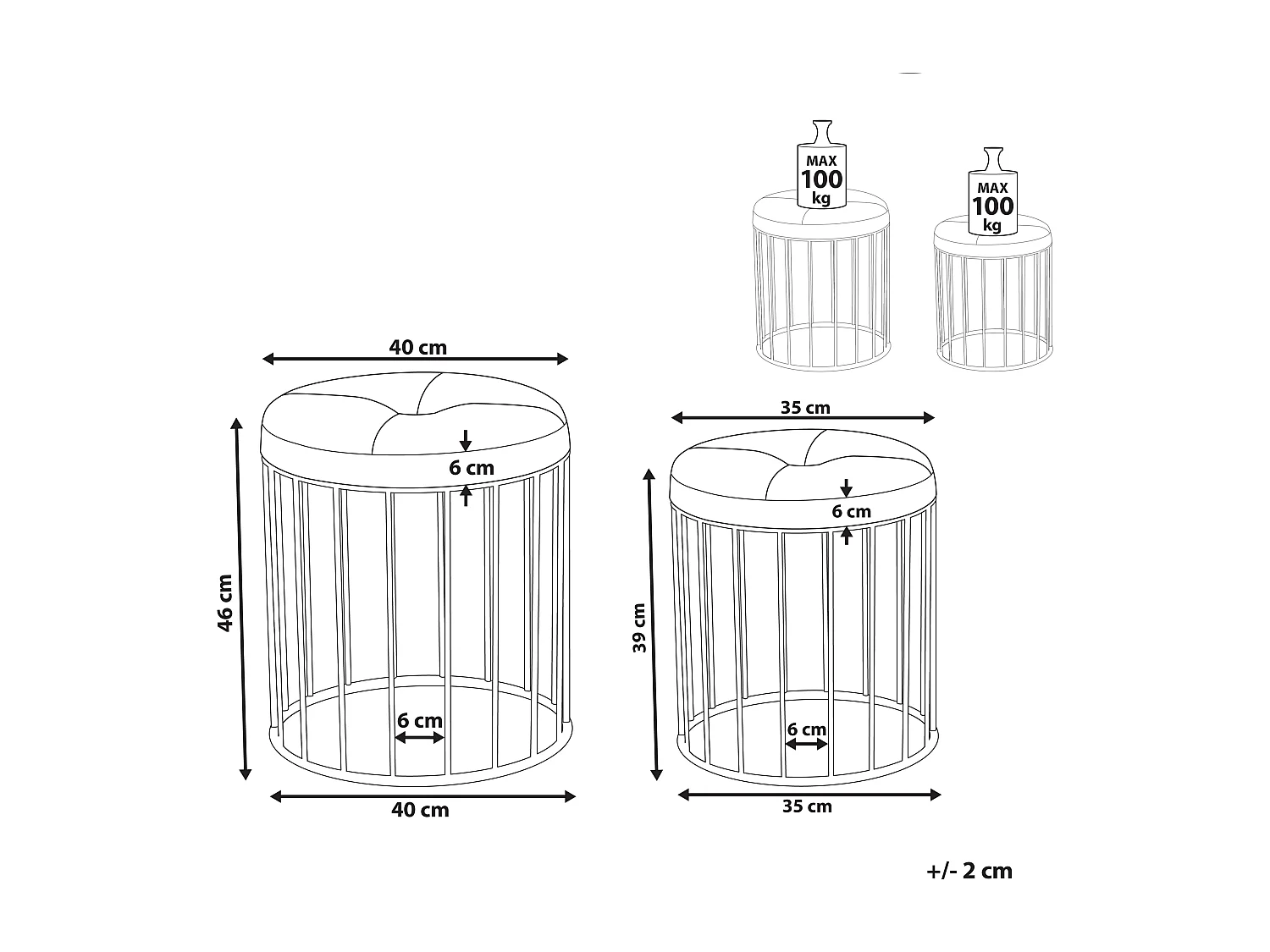 Lot de 2 tabourets LUBBOCK Velours Bleu paon