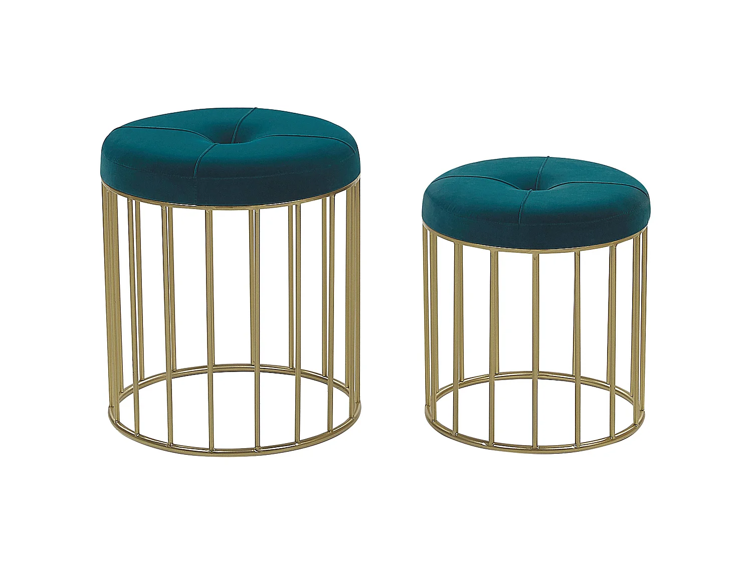 Lot de 2 tabourets LUBBOCK Velours Bleu paon