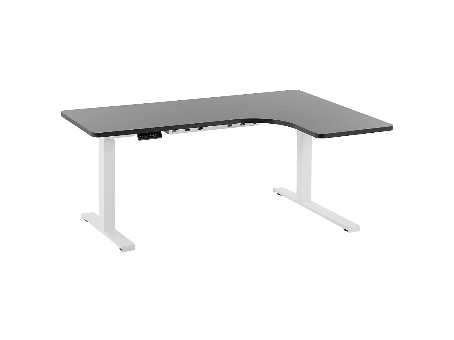 Bureau angle à droite/ réglable électrique 160 x 110 cm noir et blanc DESTIN II